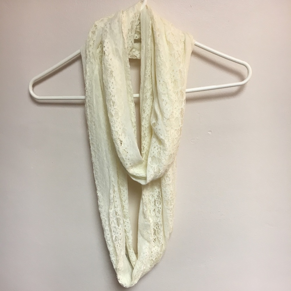 Off white lace infinity scarf